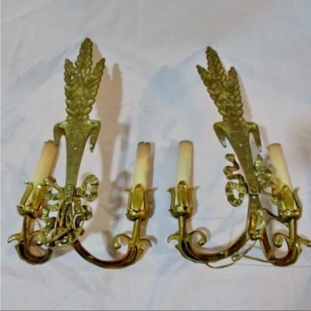 Set WHEAT SHEAF  WALL SCONCE BRASS LAMP Lights‎
